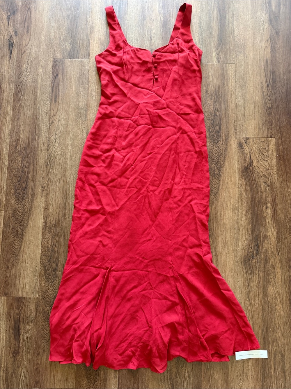 Reformation Pleated Detail Red Midi Dress